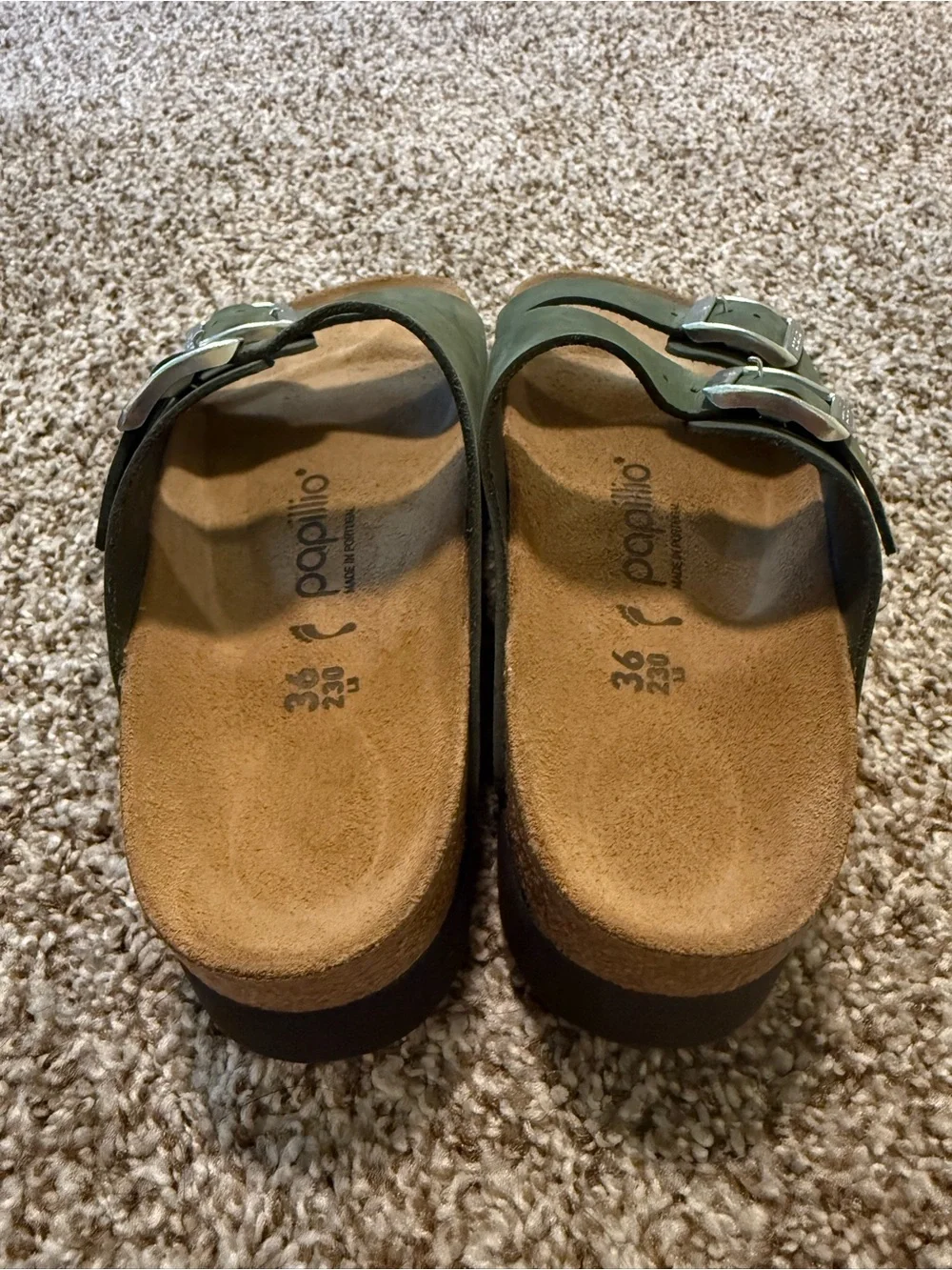 Papillio Double Buckle Sandals in Olive
